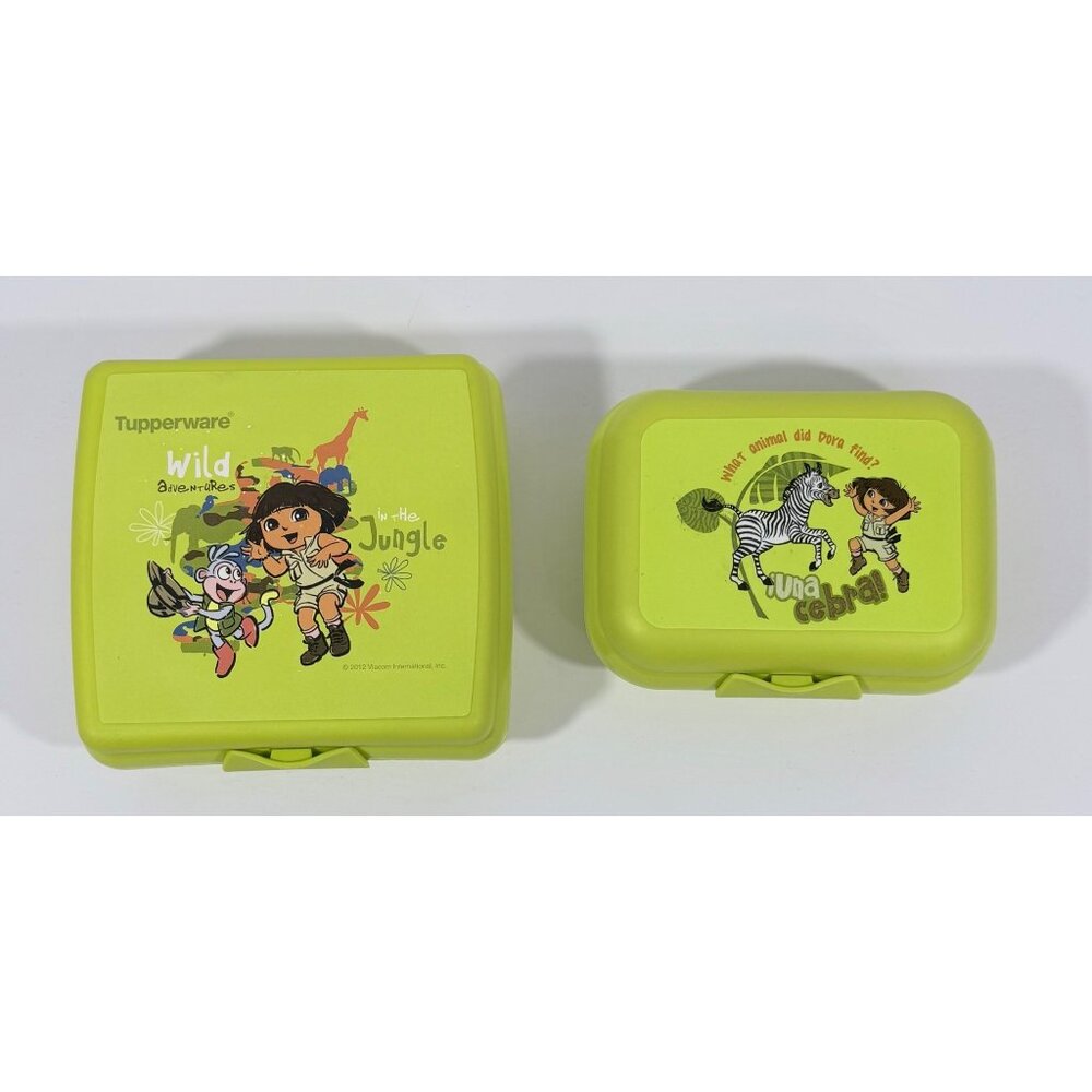 Dora The Explorer Jungle-Themed Tupperware Lunch Set Sandwich & Snack Box Set Of